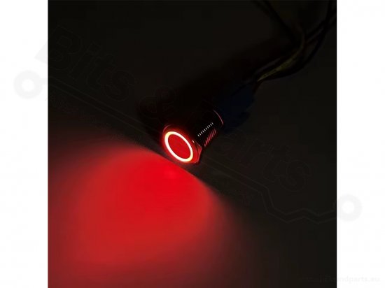 Drukknop (aan/uit) metaal IP65 waterdicht rond 16mm rood